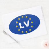 FOUR Latvia "LV" European Union Flag Oval Sticker (Envelope)