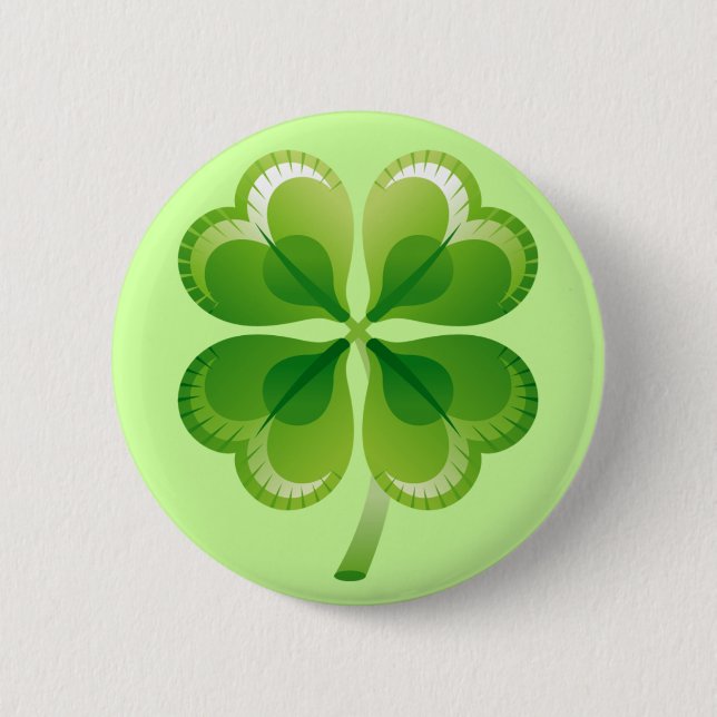 FOUR LEAF CLOVER 2 INCH ROUND BUTTON (Front)