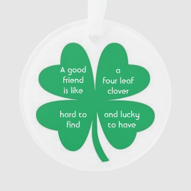Four Leaf Clover and Best Friends Ornament (Front)