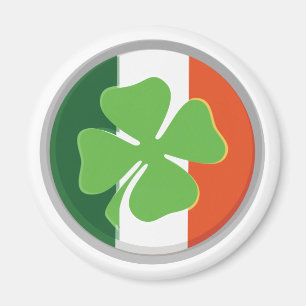 Four-Leaf Clover and Irish Flag Colours Magnet
