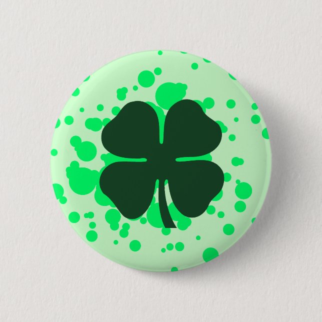 four leaf clover : bubbles : 2 inch round button (Front)