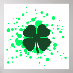 four leaf clover bubbles poster