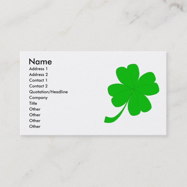 Four Leaf Clover Business Card (Front)