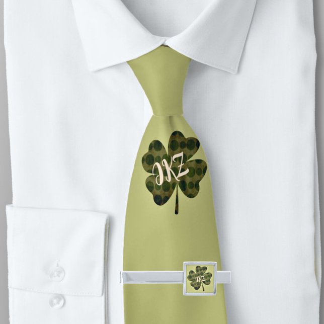 Four Leaf Clover Centre Monogram | Neck Tie (Creator Uploaded)