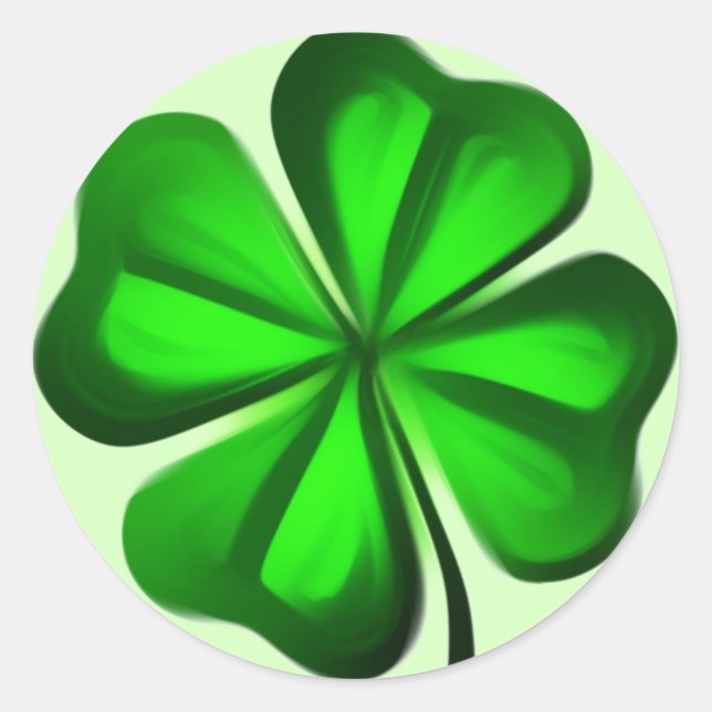 Four leaf clover classic round sticker (Front)