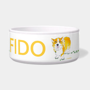 Four Leaf Clover Corgi Dog Bowl