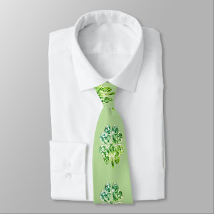 Four Leaf Clover Good Luck Modern Pale Green Tie
