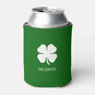 Four Leaf Clover Green Irish Personalized Beer  Can Cooler