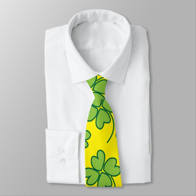 Four Leaf Clover Green Irish Tie (Tied)