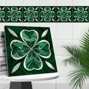 Four-leaf clover - Green Marble and Peal Tile