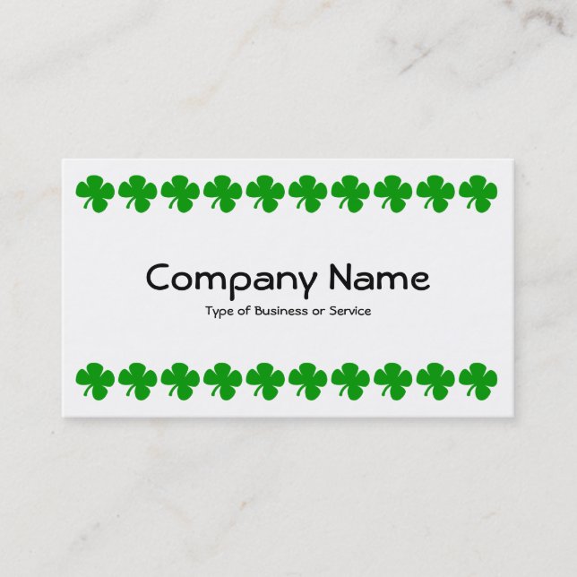 Four Leaf Clover - Green on White Business Card (Front)