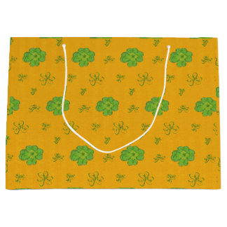 Four-Leaf Clover green orange Large Gift Bag