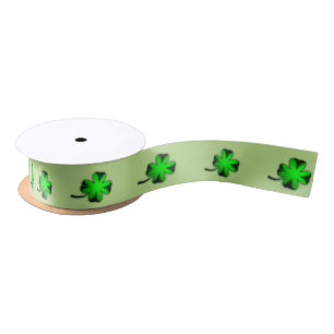 Four Leaf Clover Green Satin Ribbon
