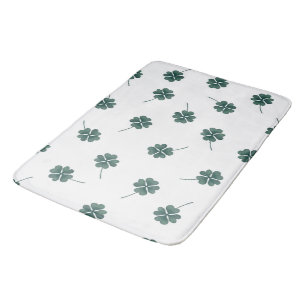 Four Leaf Clover Green Watercolor Bath Mat