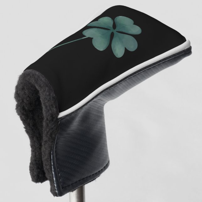 Four Leaf Clover Green Watercolor Golf Head Cover (3/4 Front)