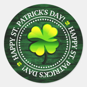 Four Leaf Clover Happy St. Patrick's Day Classic Round Sticker