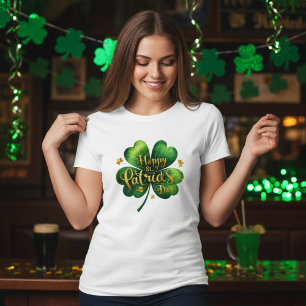 Four Leaf Clover Happy St Patrick's Day  T-Shirt