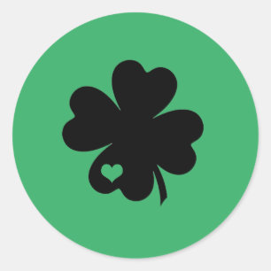 Four Leaf Clover Heart Classic Round Sticker