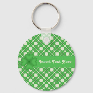 Four leaf Clover Hearts pattern Customizable Keychain