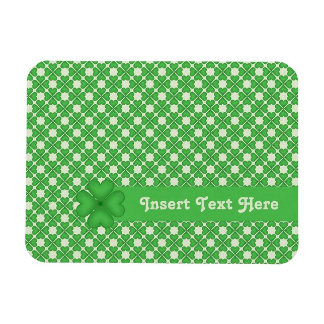 Four leaf Clover Hearts pattern Customizable Magnet (Horizontal)