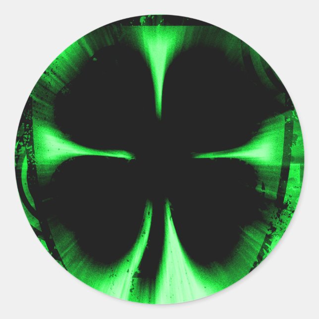 four leaf clover : hi-fi : classic round sticker (Front)