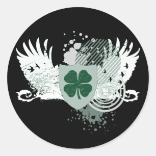 four leaf clover : hi-fi : classic round sticker