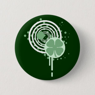 four leaf clover : hypnotic bubbles : 2 inch round button