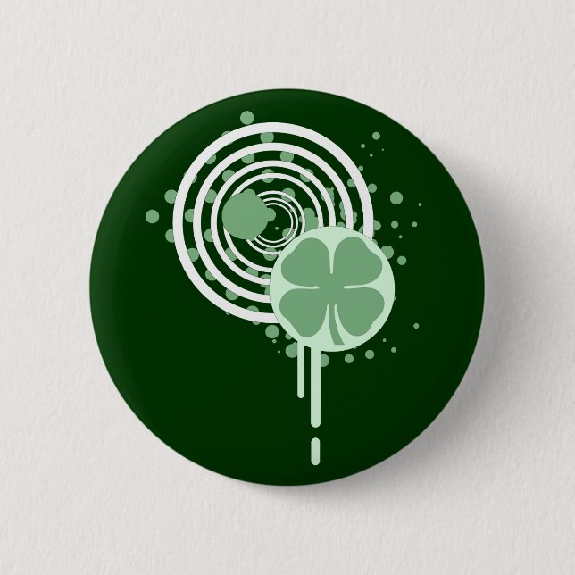 four leaf clover : hypnotic bubbles : 2 inch round button (Front)