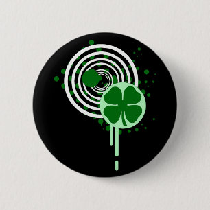 four leaf clover : hypnotic bubbles : 2 inch round button