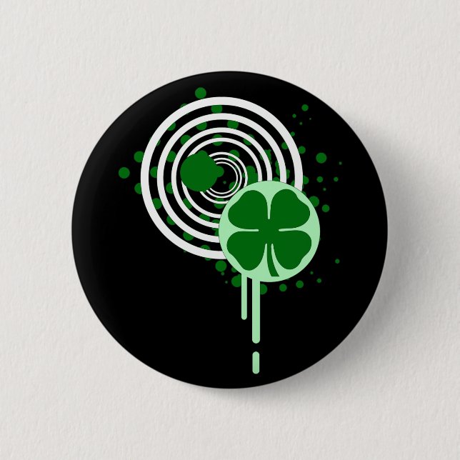 four leaf clover : hypnotic bubbles : 2 inch round button (Front)