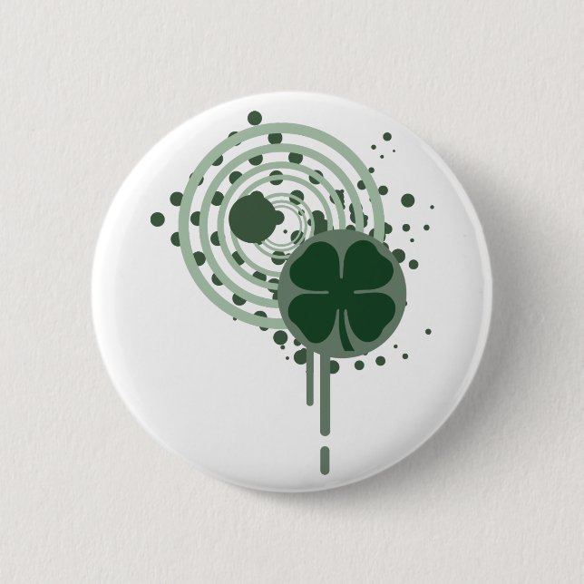 four leaf clover : hypnotic bubbles : 2 inch round button (Front)