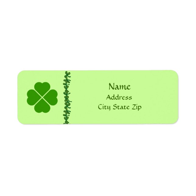 Four Leaf Clover Irish Address Labels (Front)