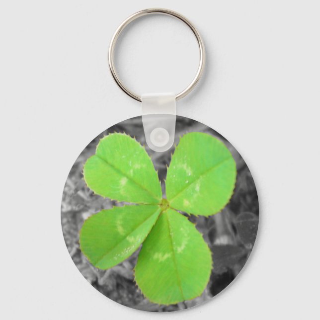 Four Leaf Clover Keychain - Black & White & Colour (Front)