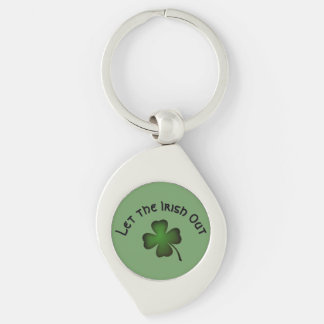 Four Leaf Clover Let the Irish Out on Green Custom Keychain