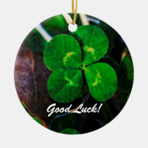 Four Leaf Clover Lucky Ceramic Ornament