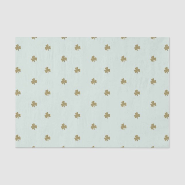 Four Leaf Clover, Lucky in Love, Gold Glitter Tissue Paper (Front)