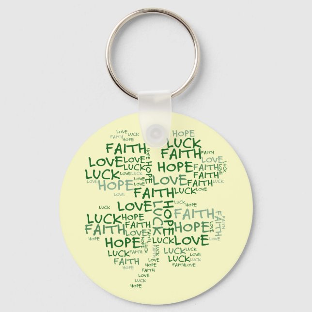 Four Leaf Clover Meaning: Hope, Faith, Love, Luck Keychain (Front)