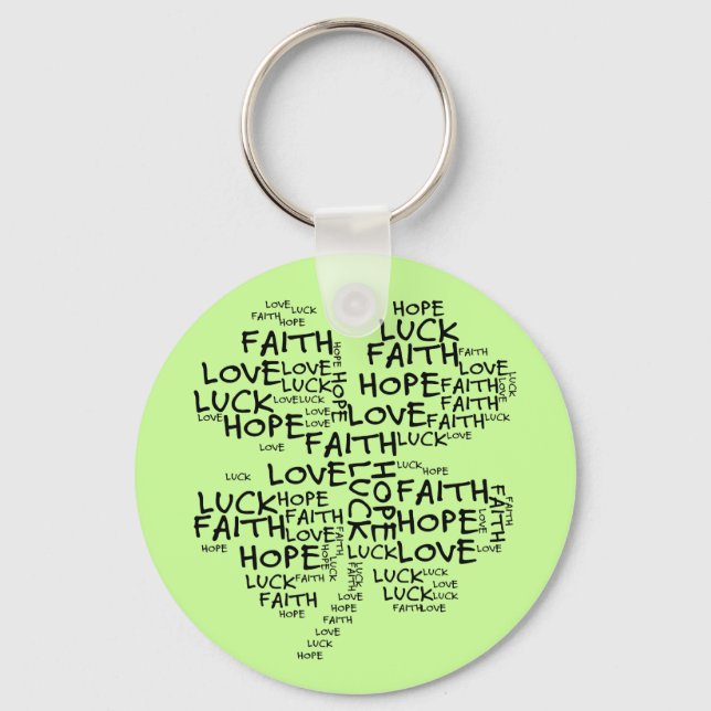 Four Leaf Clover Meaning: Hope, Faith, Love, Luck Keychain (Front)