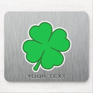 Four Leaf Clover; metal-look Mouse Pad