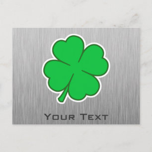 Four Leaf Clover; metal-look Postcard
