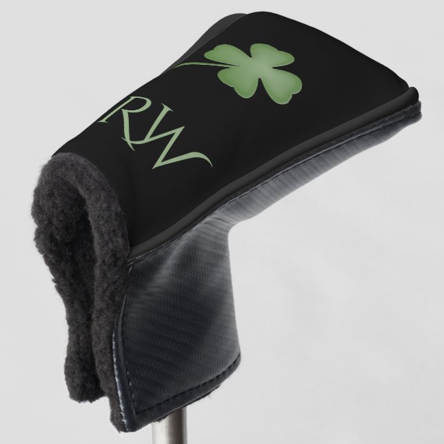 Four Leaf Clover Monogrammed Golf Head Cover (3/4 Front)