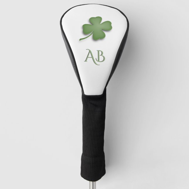Four Leaf Clover Monogrammed Golf Head Cover (Front)