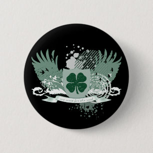 four leaf clover : one more for the road : 2 inch round button