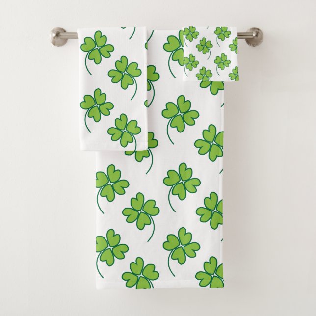Four Leaf Clover Pattern Bath Towel Set (Insitu)
