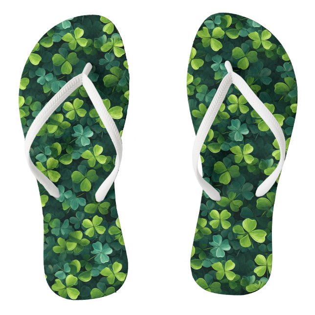 Four Leaf Clover Pattern Flip Flops (Footbed)