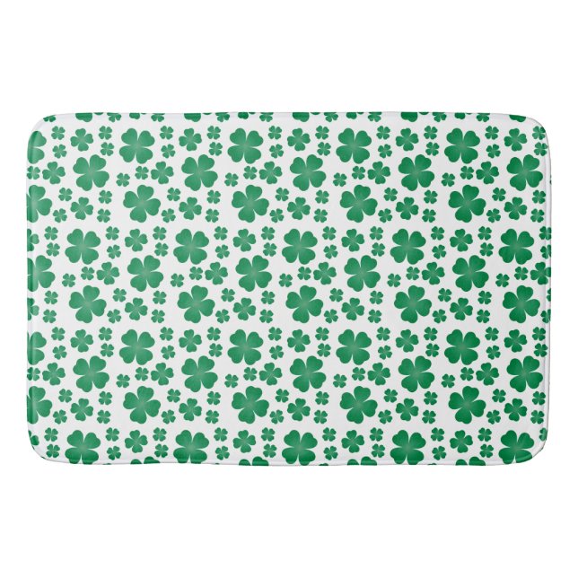 Four Leaf Clover Pattern Green Bath Mat (Front)