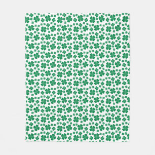 Four Leaf Clover Pattern Green Fleece Blanket