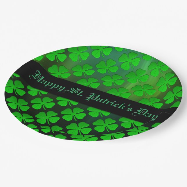 Four Leaf Clover Pattern Paper Plates (Angled)