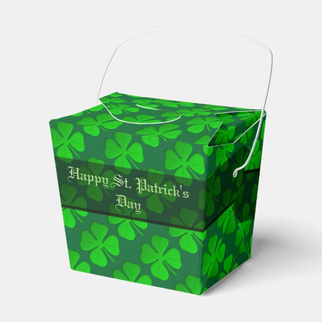 Four Leaf Clover Pattern Take-Out Favour Box (Front Side)