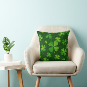Four Leaf Clover Pattern Throw Pillow